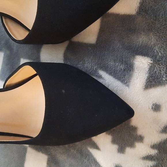 Delicious Black Faux Suede Zoom Pointed Toe 4 Inch Stiletto Slip On Pumps Size 6 - Picture 5 of 12